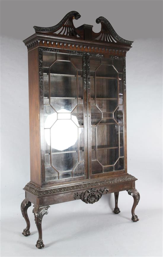 A Chippendale revival mahogany bookcase, W.4ft 8in. D.1ft 8in. H.8ft 8in.